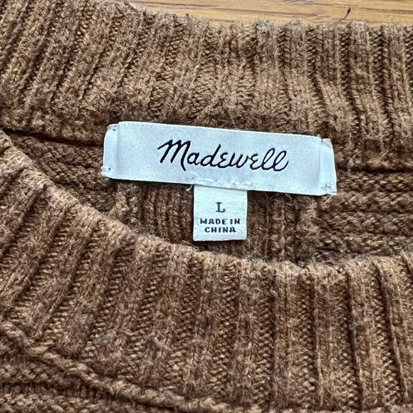 ⭐️ Madewell Greensboro Button-back Ribbed Sweater Heather Cinnamon Brown LARGE - Picture 8 of 13